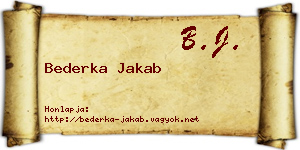 Bederka Jakab névjegykártya
